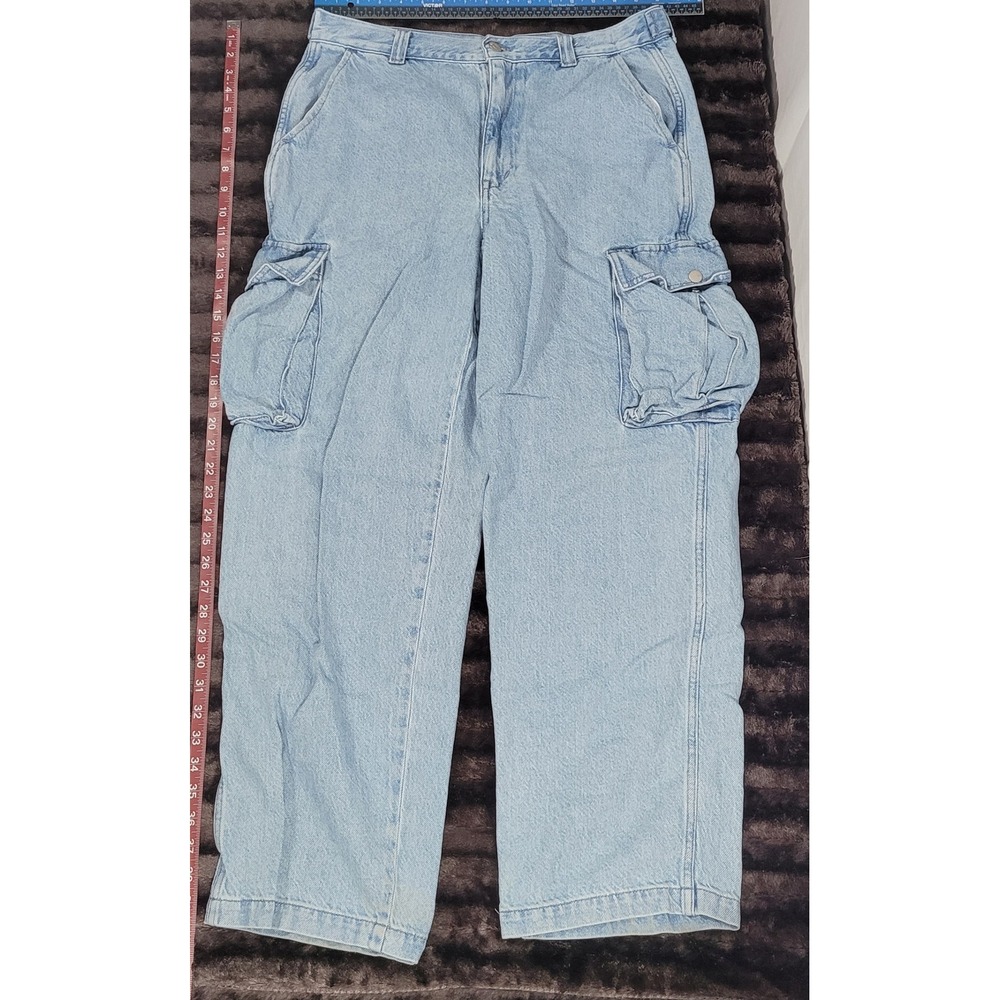 Madewell Womens Size 29 Low Slung Light Wash Denim Cargo Pants Utility Relaxed